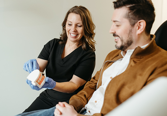 Close-up of dental patient receiving dental checkup in La Crosse, WI