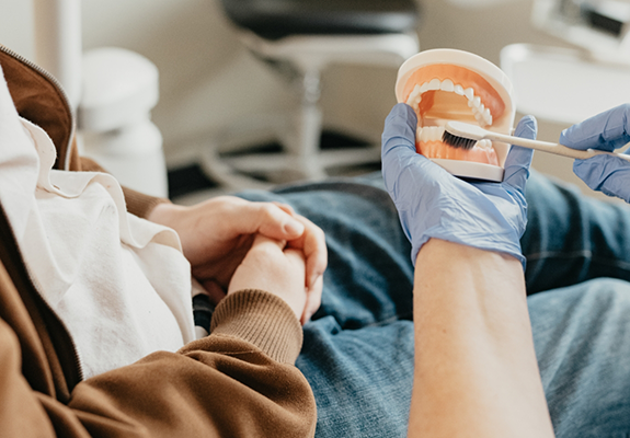 Young woman receiving a dental exam